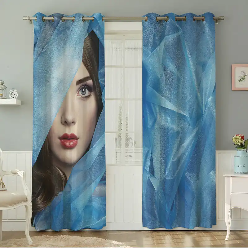 پرده نیروانا طرح چهره مدل مخمل کد 4697سایز 140×280 سانتی متر