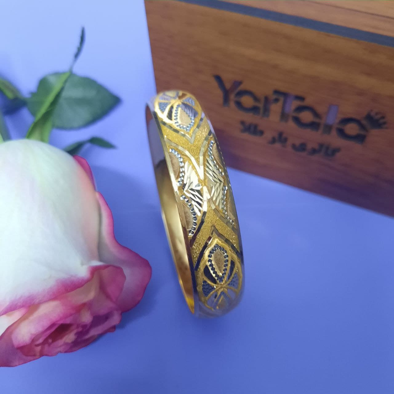 النگو طلا 18 عیار زنانه گالری یارطلا مدل طرح دار کد AL65-G-3