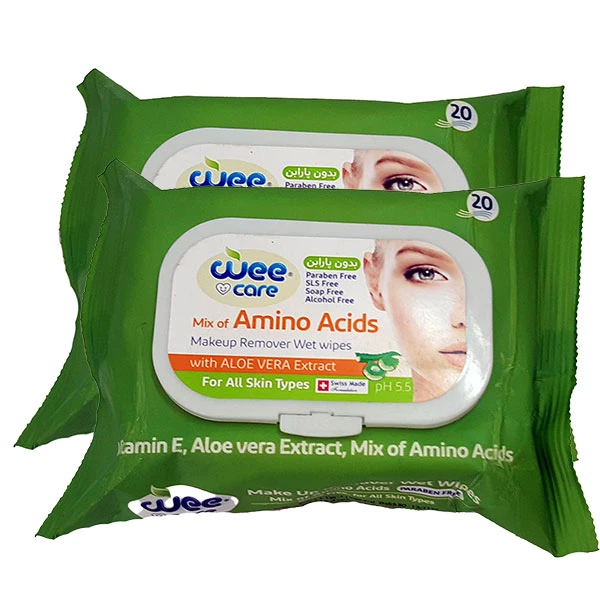 دستمال مرطوب وی کر مدل Mix Of Amino Acid مجموعه 2 عددی