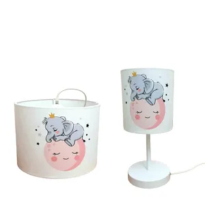 لوستر کودک طرح فیل و ماه کد LA-101 به همراه چراغ رومیزی