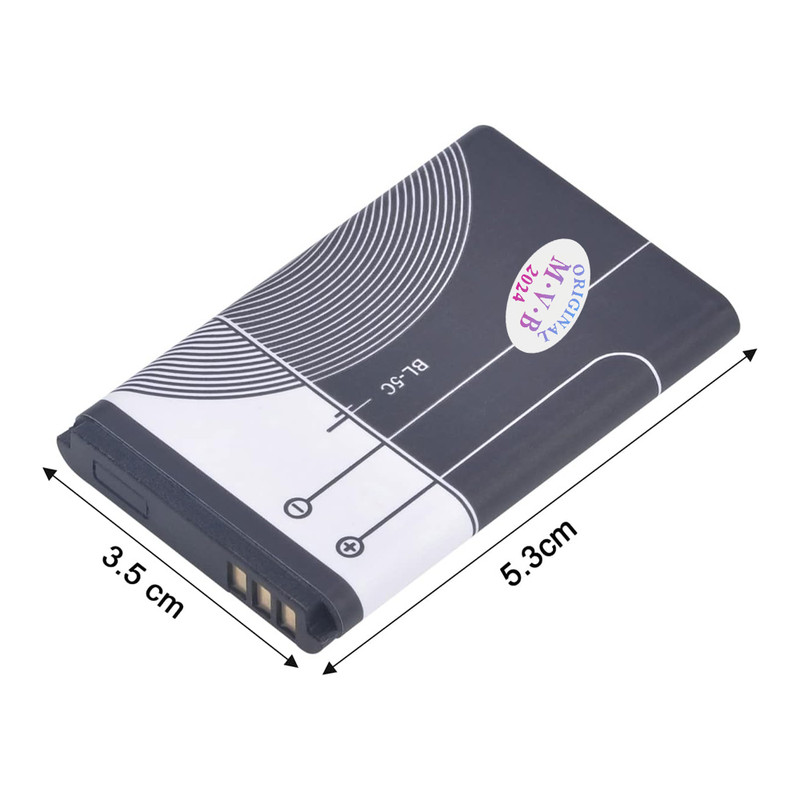 باتری موبایل ام وی بی مدل BL-5C ظرفیت 1020 میلی آمپر ساعت مناسب برای گوشی موبایل نوکیا 105 / 106 / 107 / 1200 / 1280