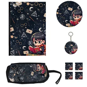 بسته لوازم تحریر مدل هری پاتر طرح کلاسور مجموعه 8 عددی