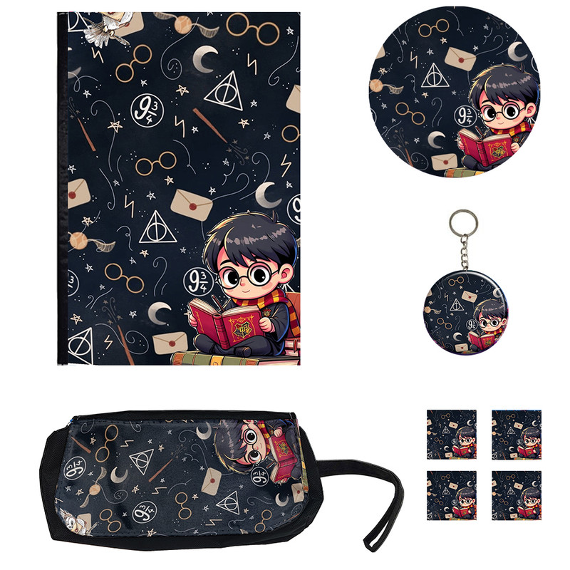 بسته لوازم تحریر مدل هری پاتر طرح کلاسور مجموعه 8 عددی