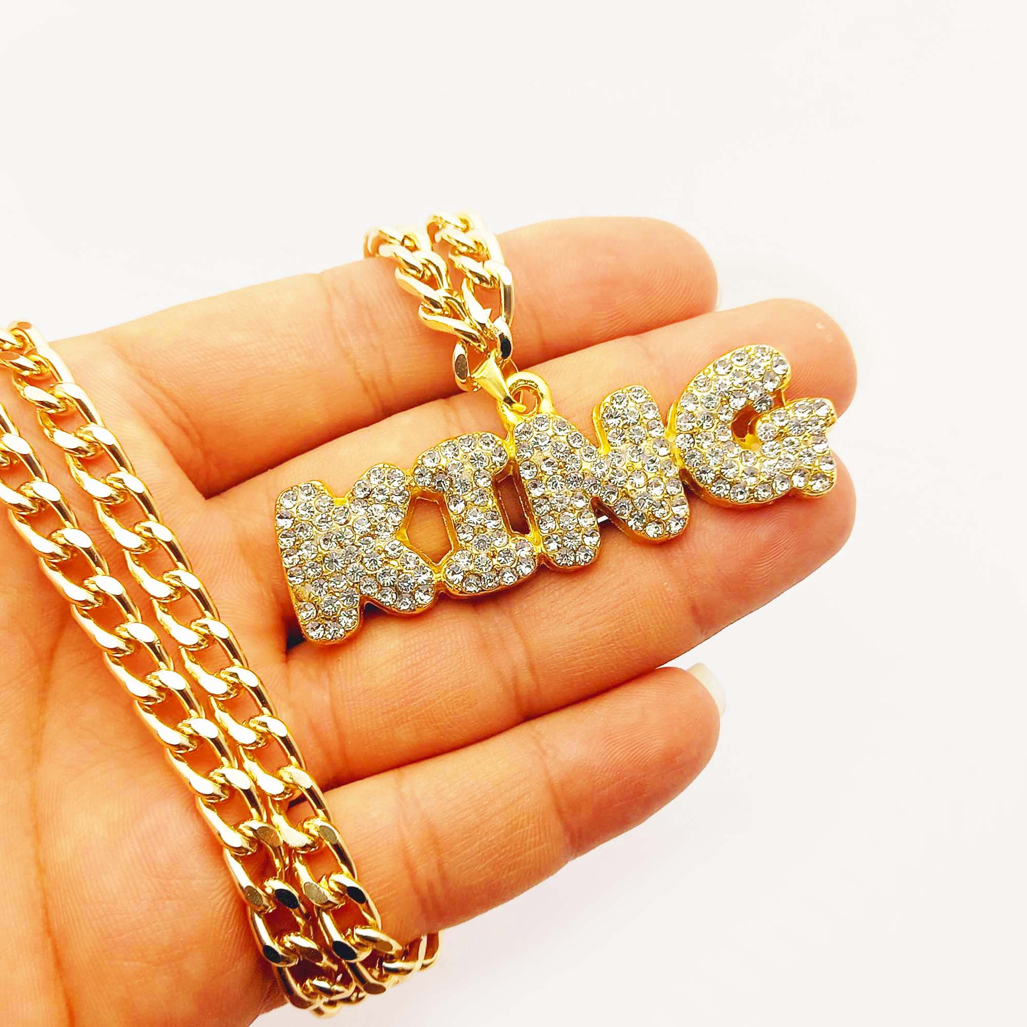 گردنبند مردانه طرح کینگ مدل فول نگین کد 734GAM