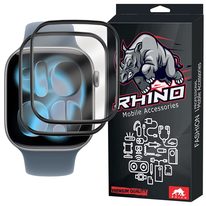 محافظ صفحه نمایش راینو مدل PMMA مناسب برای اپل واچ سایز 46 میلی متری سری 10/11 بسته 2 عددی