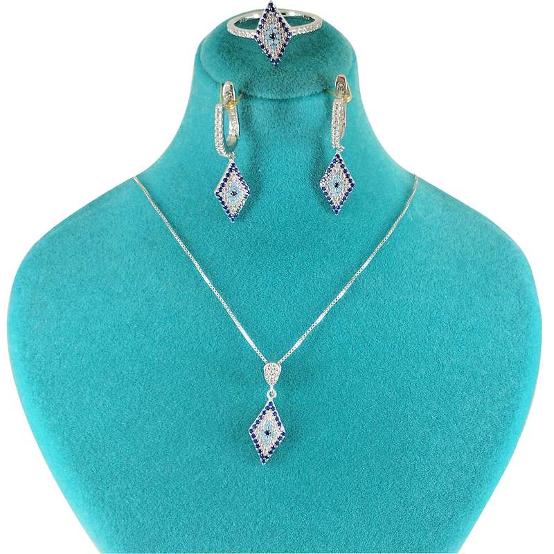 نیم ست نقره زنانه سلین کالا مدل چشم نظر Pc2-14