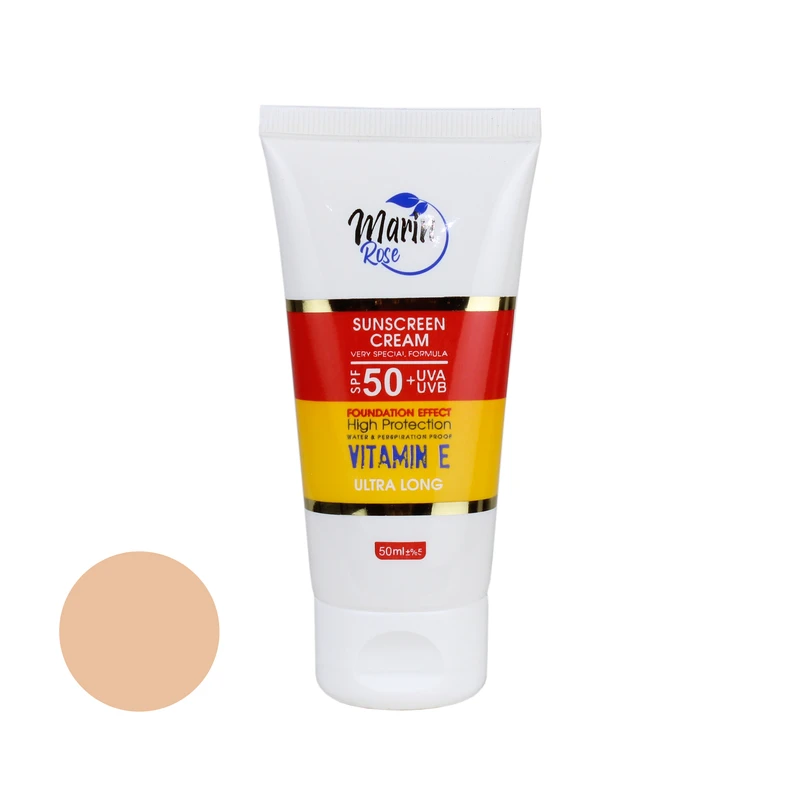 کرم ضد آفتاب رنگی صورت و گردن مارین رز SPF 50 مدل 02 محافظ UVA ،UVB ضد چروک و ضد پیری مناسب برای انواع پوست‌ حجم 50 میلی‌لیتر