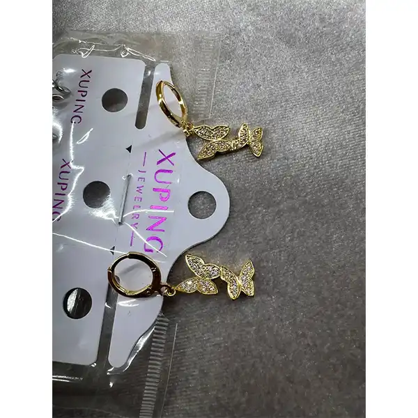 گوشواره زنانه ژوپینگ مدل پروانه دو ردیفه کد 154565