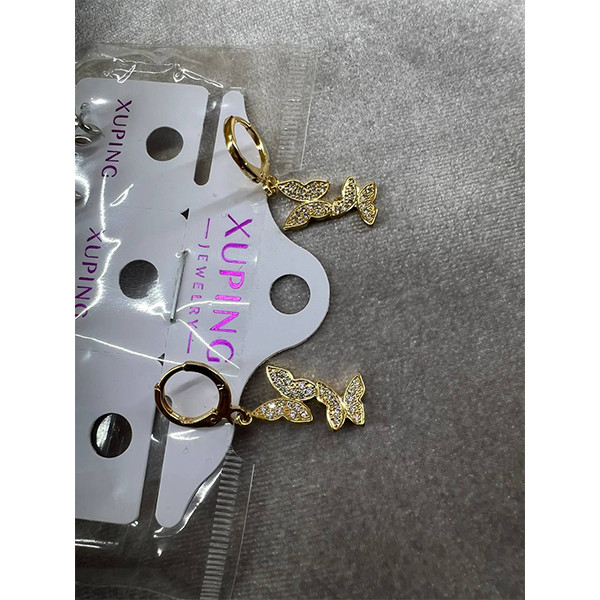 گوشواره زنانه ژوپینگ مدل پروانه دو ردیفه کد 154565