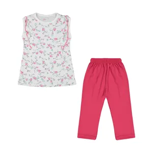 ست تی شرت و شلوارک دخترانه مدل آستین کلاغی کد 221