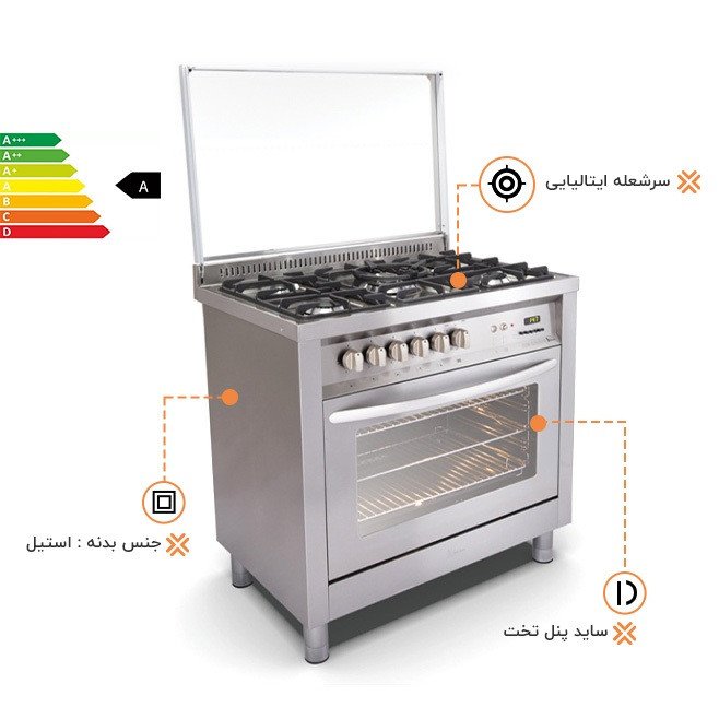 اجاق گاز فر دار پنج شعله اخوان مدل M2-EDTS