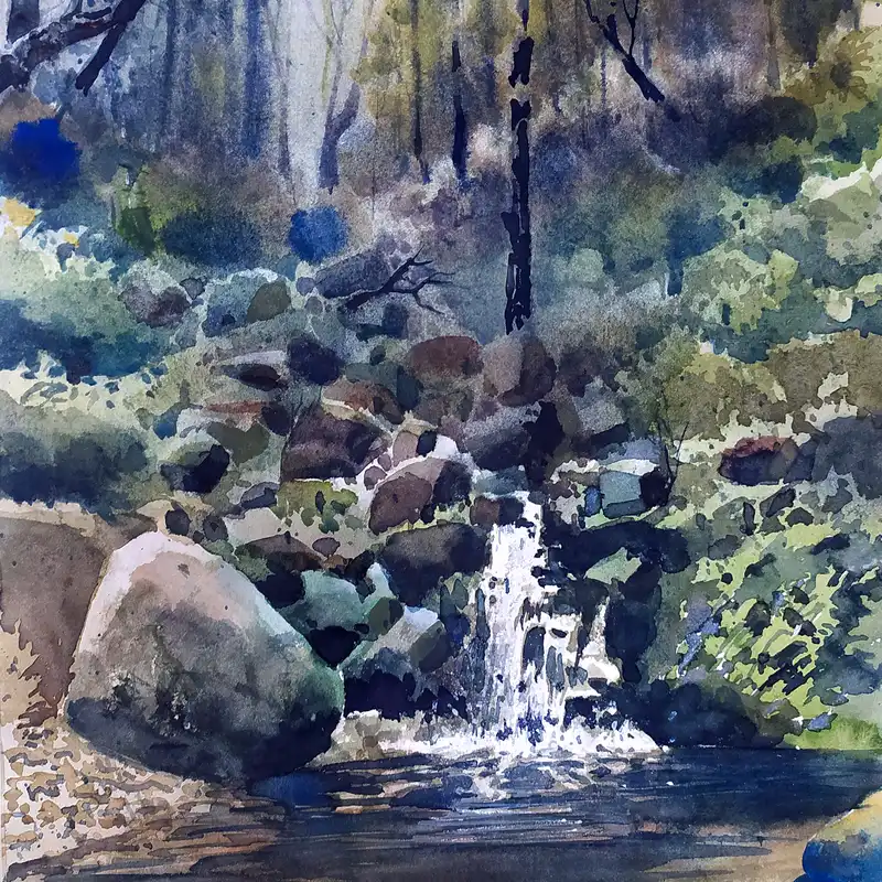 نقاشی آبرنگ طرح جنگل کد 109