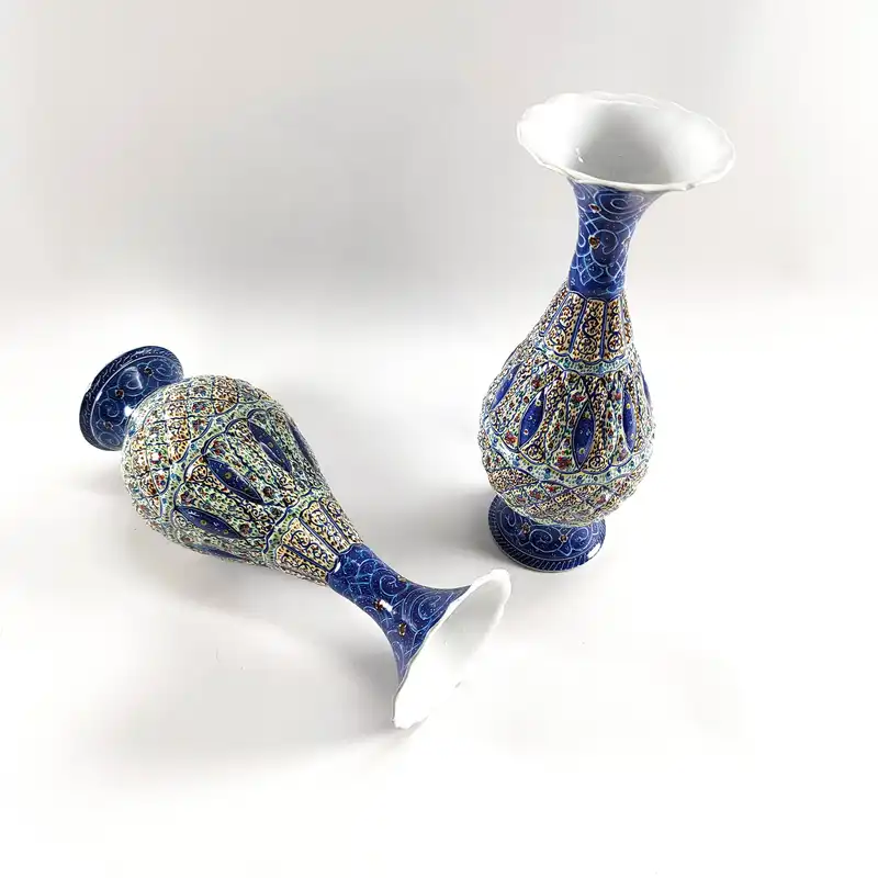 گلدان میناکاری مدل شیرازی کد G25 مجموعه 2 عددی