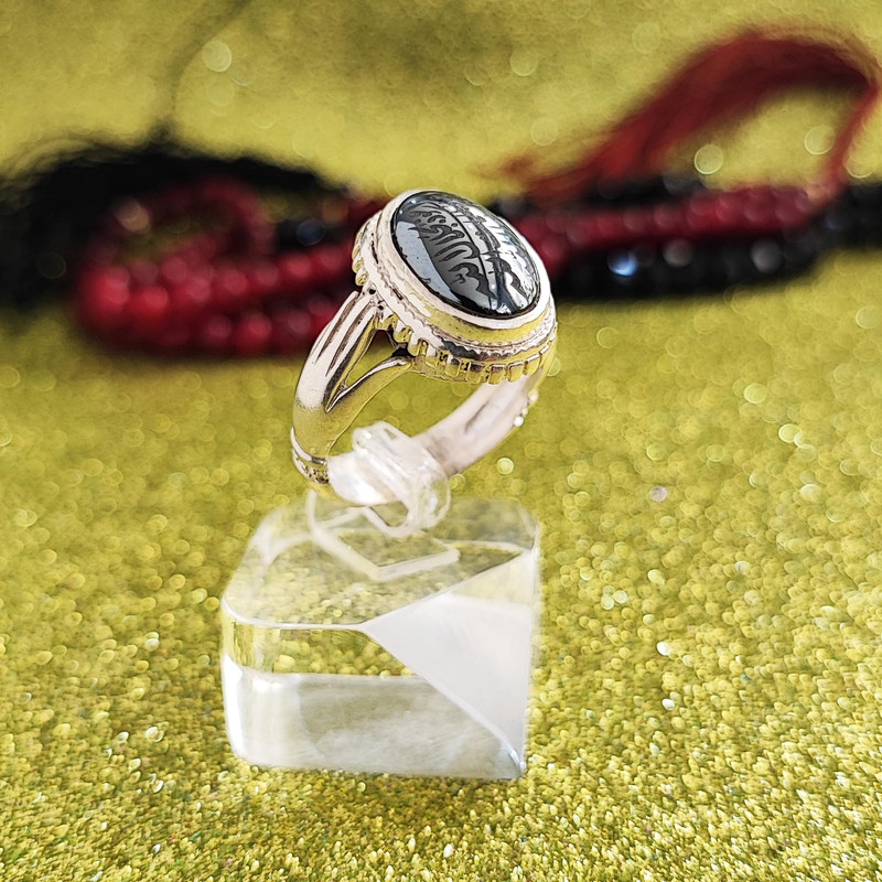 انگشتر نقره مردانه مدل عقیق حدید خطی MH5013 انگشتر نقره مردانه مدل عقیق حدید خطی MH5013