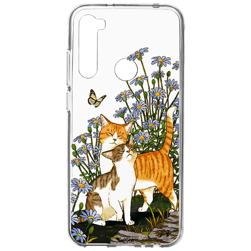 کاور مدل گربه و پروانه مناسب برای گوشی موبایل شیائومی Redmi Note 8