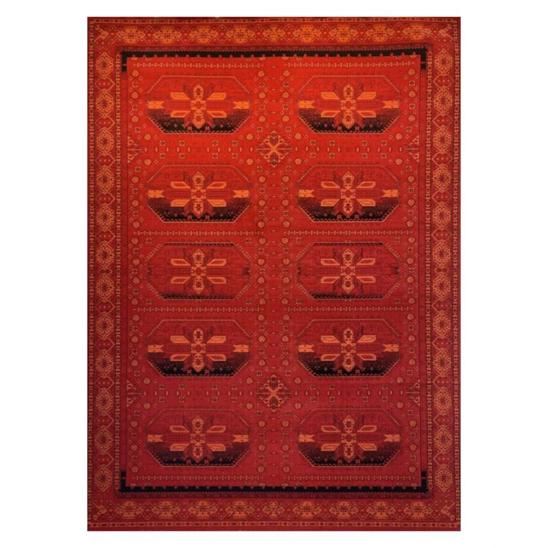 فرش ماشینی 350 شانه زمینه لاکی حاشیه لاکی مدل بلوچ bcf کد 22