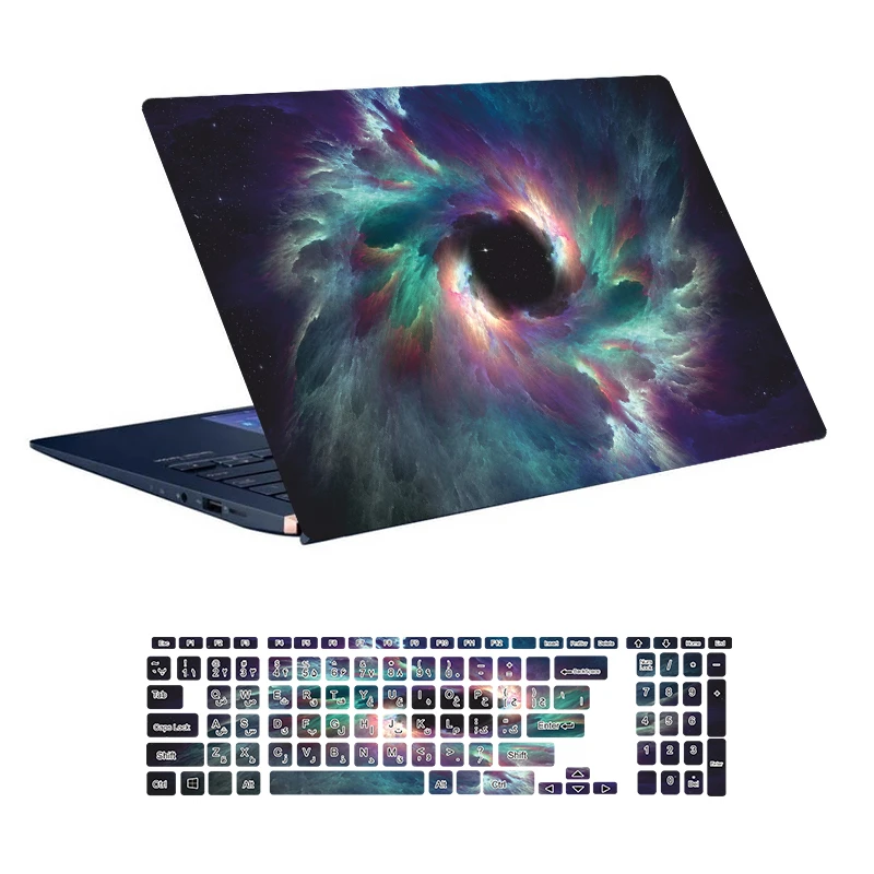 استیکر لپ تاپ توییجین و موییجین طرح Space کد 56 مناسب برای لپ تاپ 15.6 اینچ به همراه برچسب حروف فارسی کیبورد 
