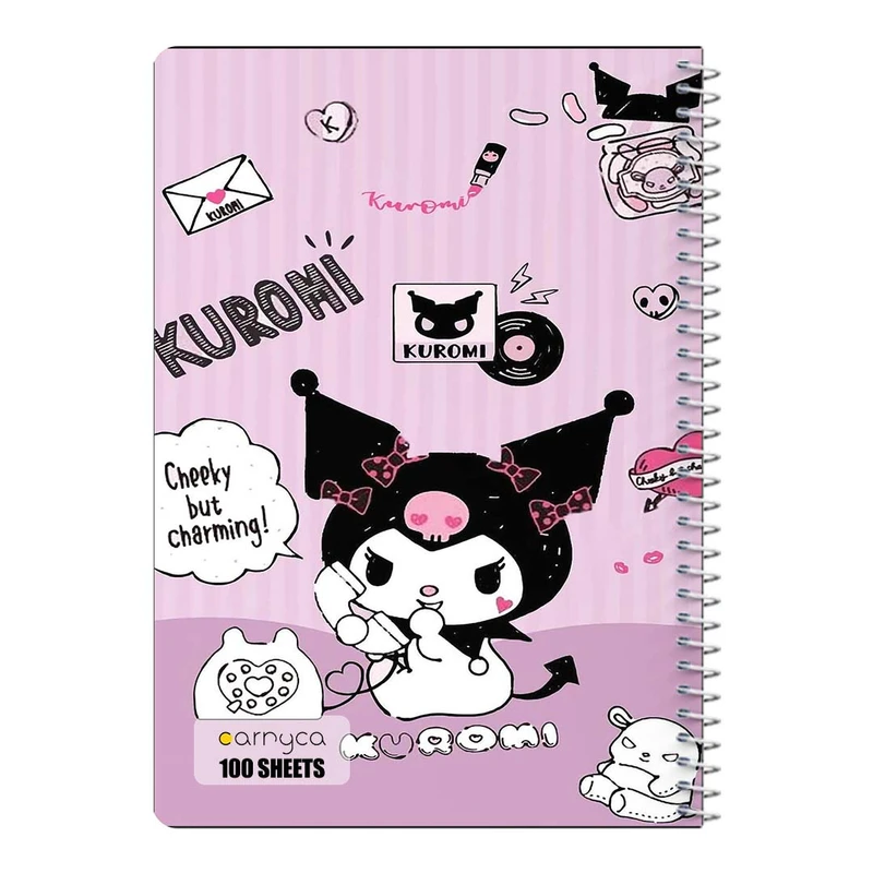 دفتر مشق 100 برگ سیمی کارنیکا طرح مای ملودی و کورومی My Melody & Kuromi کد 60732