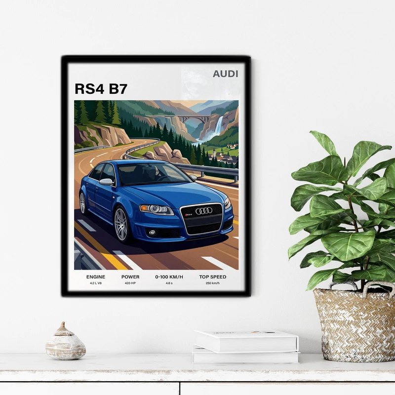 تابلو آتریسا طرح ماشین AUDI مدل ATC109 فریم مشکی