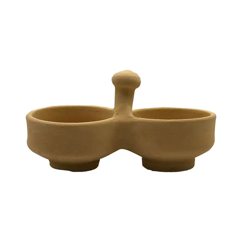 نمکدان سفالی مدل خام مدل سنتی طرح دوخانه مجموعه چهار عددی