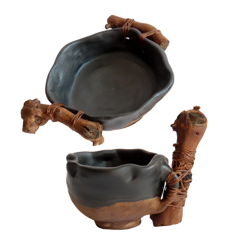 ست 2 تکه ماگ و بشقاب  سرامیکی مدل دستساز کد 1168