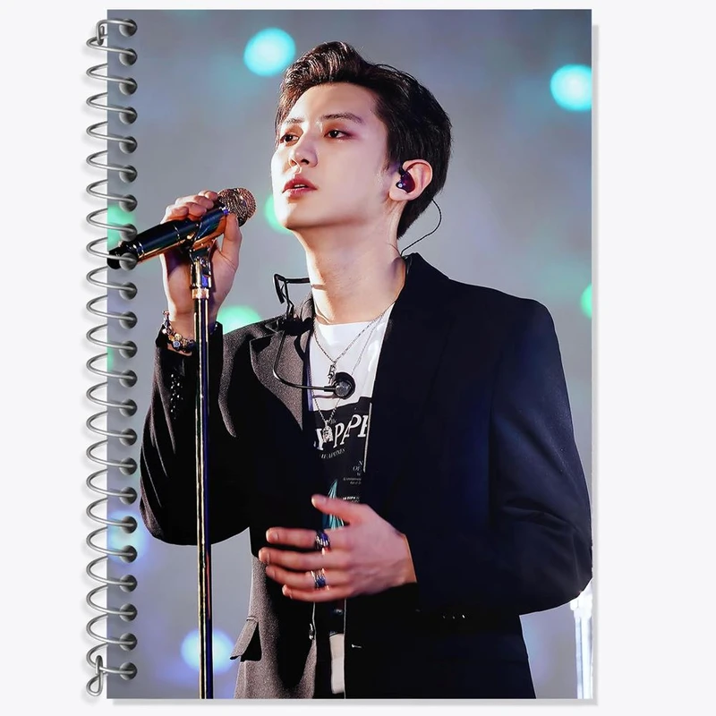 دفتر زبان 50 برگ خندالو مدل دو خط طرح پارک چانیول گروه اکسو EXO کد 13320