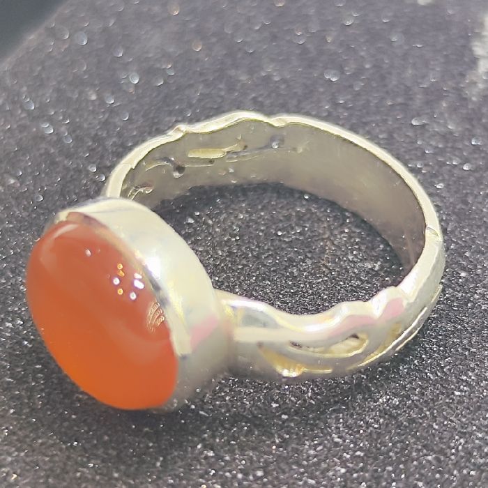 انگشتر نقره مردانه مدل سنگ عقیق یمانی رکاب دست ساز کد 7700 - - 3