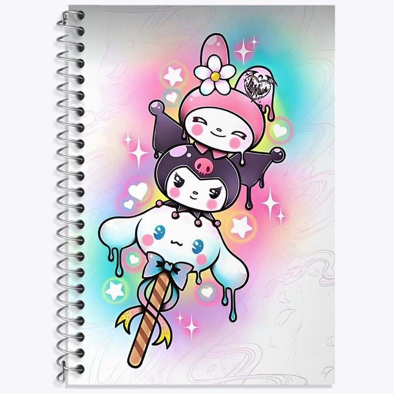 دفتر زبان 50 برگ خندالو مدل دو خط طرح کرومی (Kuromi) کد N4513