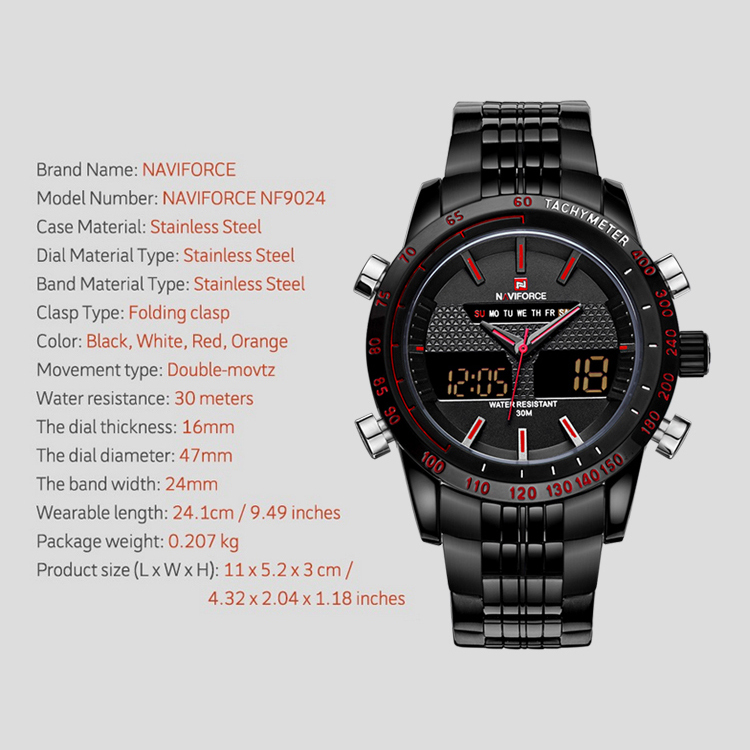 ساعت مچی دیجیتال مردانه نیوی فورس مدل NF9024M - ME-G -  - 5