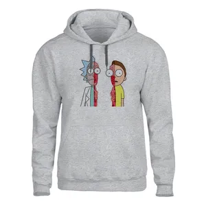 هودی مردانه مدل مورتی نصفه کد SH51 رنگ طوسی