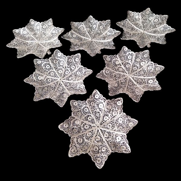 شیرینی خوری ملیله کاری مدل نیلو کد 99 مجموعه 6 عددی