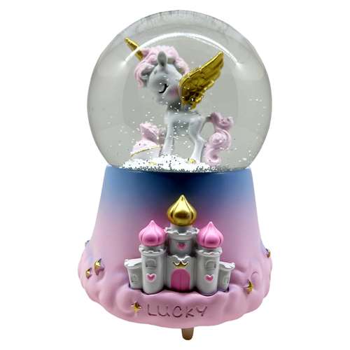 گوی موزیکال مدل پمپی اسب تک شاخ و قلعه طرح  Lucky کد PB2039