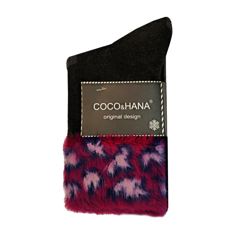جوراب زنانه مدل یلدا پشمی موهر طرح پلنگی زمستانه کد pb1