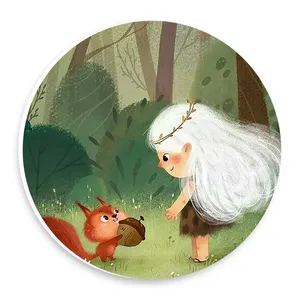  دیوارکوب طرح نقاشی دختر بچه و سنجاب مدل wtb1038