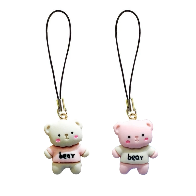 آویز موبایل مدل دوستی طرح خرسی مجموعه دو عددی 