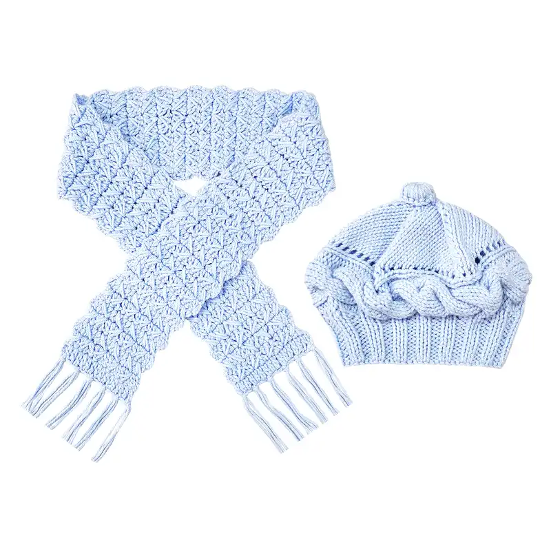 ست کلاه و شال گردن بافتنی زنانه مدل گیسبافت کد SHB3-LBL