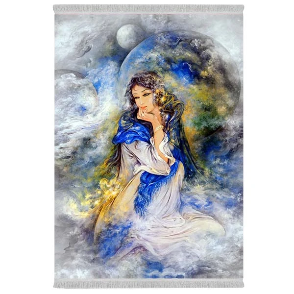 فرش پارچه‌ای دفه مدل فرشینه شانل مخمل طرح فانتزی کد 7019