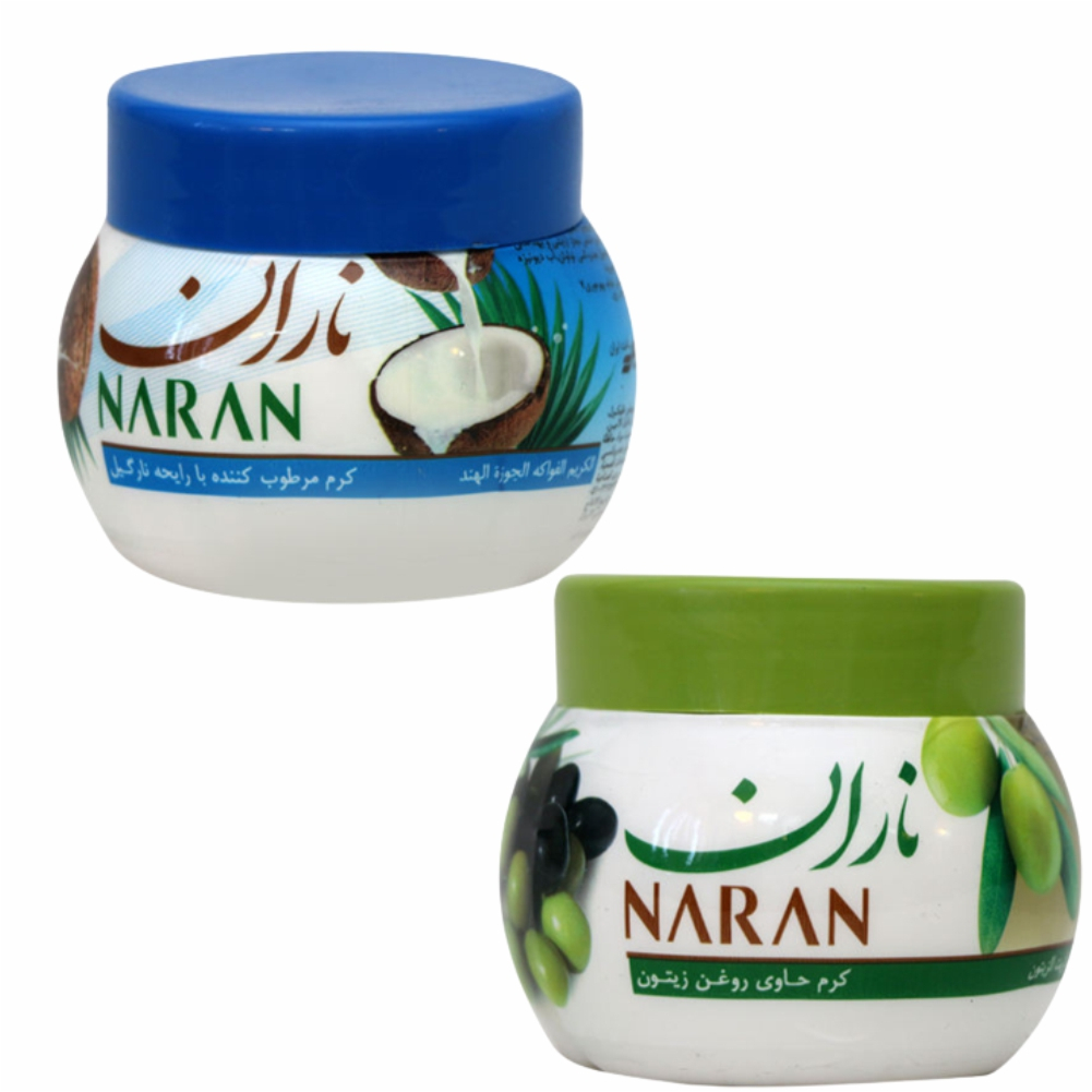 کرم مرطوب کننده ناران مدل نارگیل حجم 180 میلی لیتر به همراه کرم مرطوب کننده مدل زیتون حجم 180 میلی لیتر