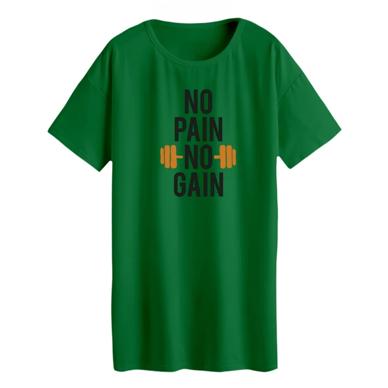 تی شرت لانگ زنانه مدل no pain no gain کد 3