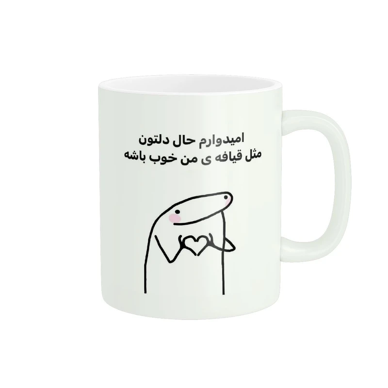 ماگ پادآفرین مدل میقولی طنز امیدوارم حال دلتون مثل قیافه من خوب باشه کد 001