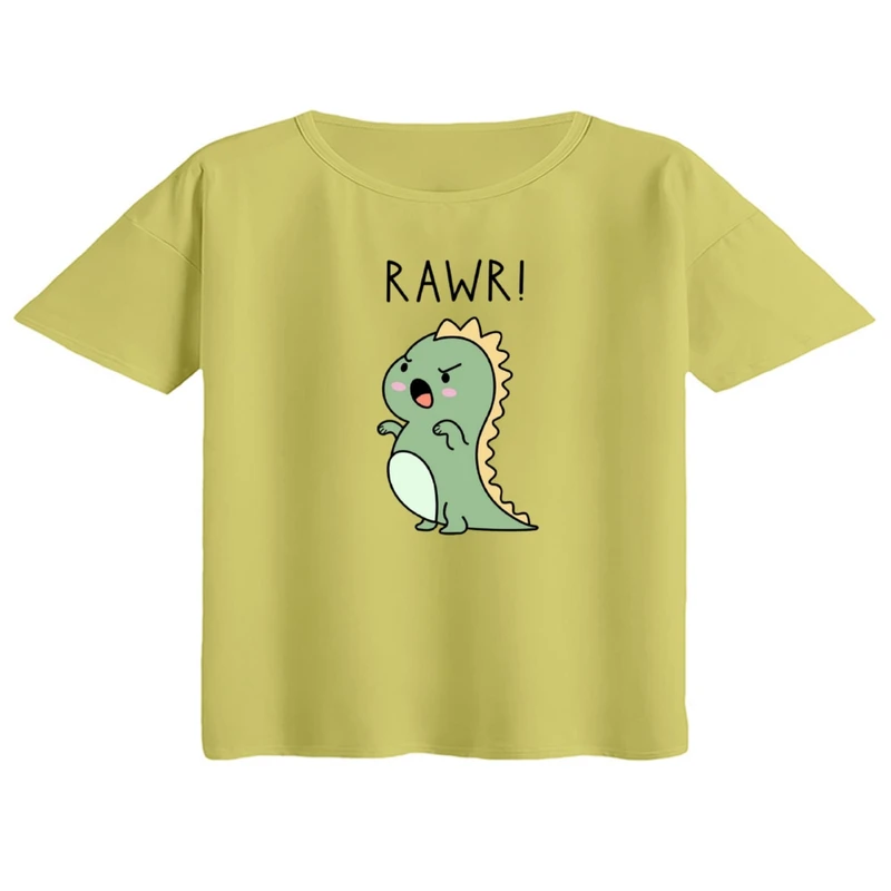 کراپ تی‌شرت آستین کوتاه زنانه مدل دایناسور کد ۳