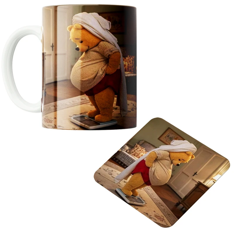 ماگ پاد آفرین مدل وینی پو کد 02 به همراه زیر لیوانی