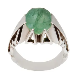 انگشتر نقره مردانه بازرگانی میلادی مدل سنگ زمرد کد AM_1734