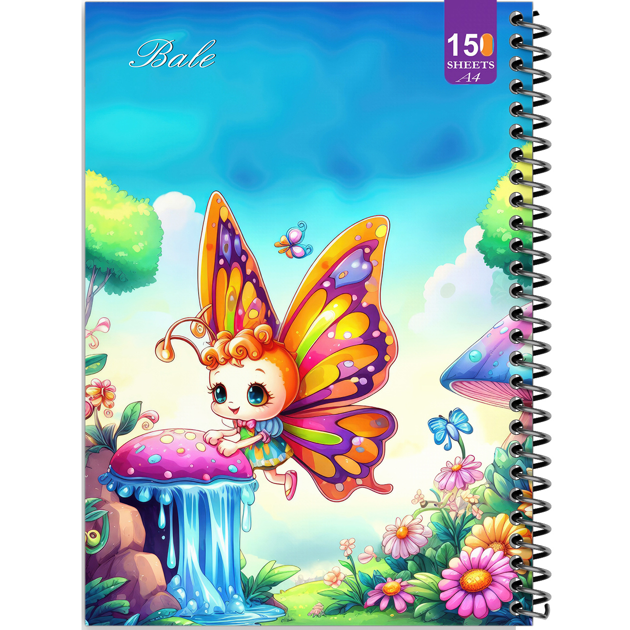 دفتر نقاشی 150 برگ انتشارات بله مدل رحلی طرح فانتزی پروانه زیبا کد A4-P355