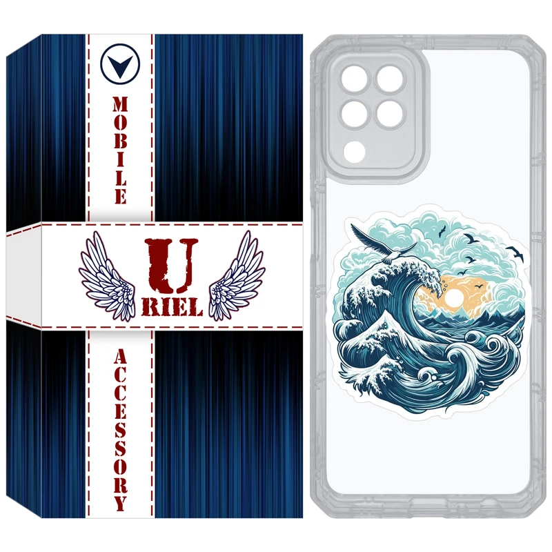 کاور یوریل قاب مدل Clear کد 99 طرح موج دریا مناسب برای گوشی موبایل سامسونگ Galaxy A22 4G / M32 / M22