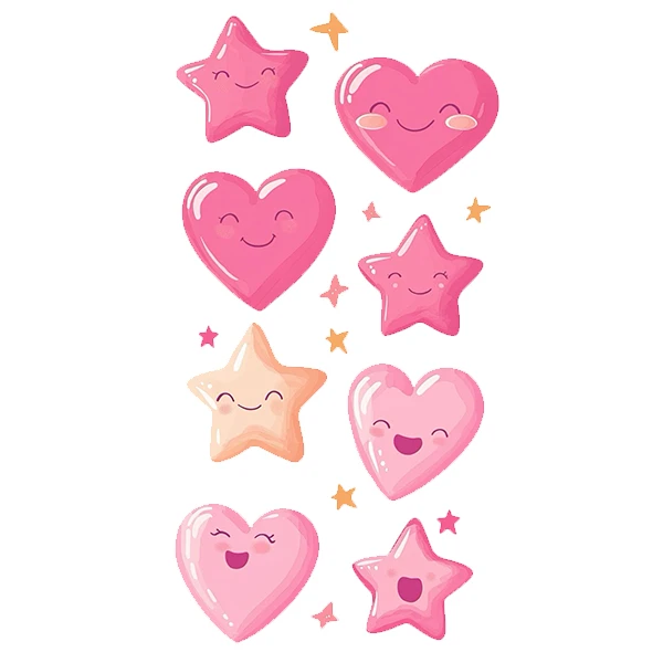  استیکر پارچه و لباس پاد آفرین طرح کارتونی ستاره و قلب کد 5490