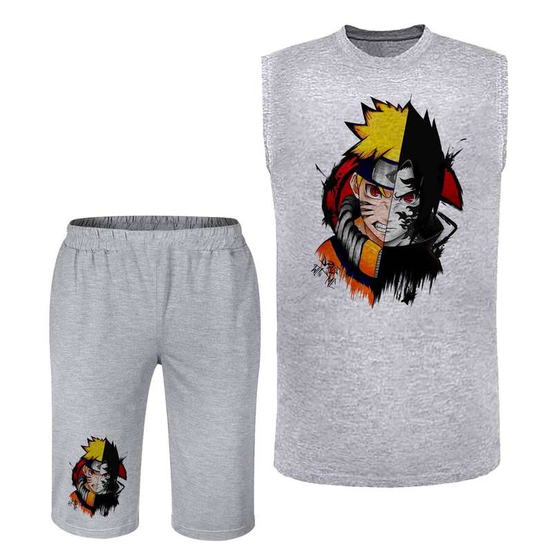 ست تاپ و شلوارک مردانه مدل انیمه کد J42