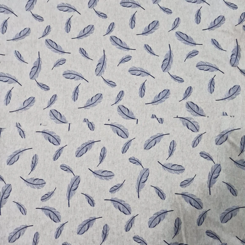 پارچه لباس عرض ۱.۲۲ متر مدل نخ پنبه طرح برگ رنگ طوسی