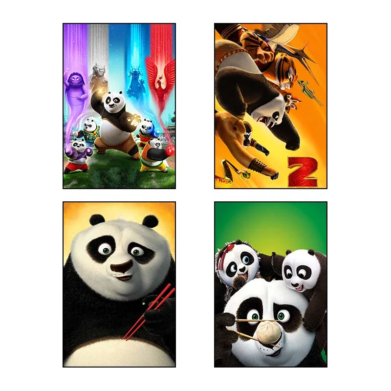 تابلو شاسي کارنيکا طرح پاندای کونگ‌فوکار Kung Fu Panda کد 50300 مجموعه 4 عددی