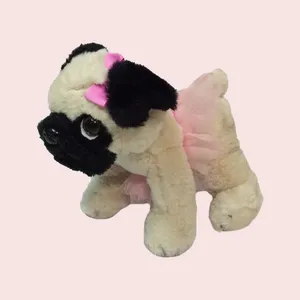 عروسک طرح سگ پاگ مدل Balearian Pug کد SZ9/620  طول 24 سانتی‌متر